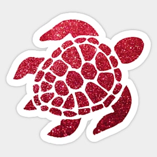 Red Faux Glitter Turtle Sticker